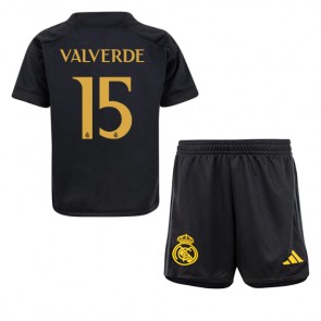 Real Madrid Federico Valverde #15 Tredje Kläder Barn 2023-24 Kortärmad (+ Korta byxor)